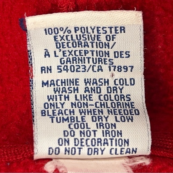 LARGE Y2K ERA OLD NAVY WOMENS RED FLEECE JACKET PULLOVER BLACK LOGO - Picture 10 of 10